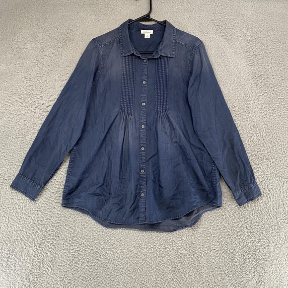 Sundance Tops - Sundance Chambray Top Womens Medium Blue Button Up Pintuck Shirt Western